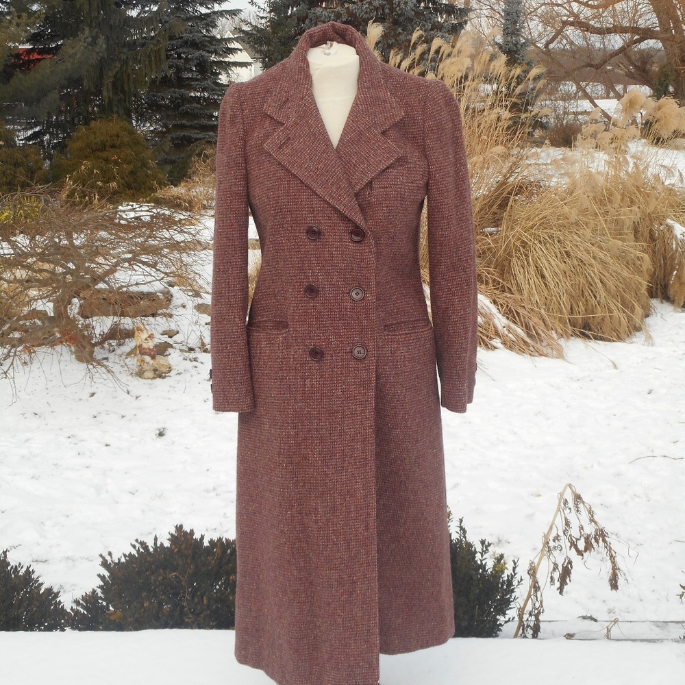 Vintage Larry Levine Winter Long Dress Coat Tweed